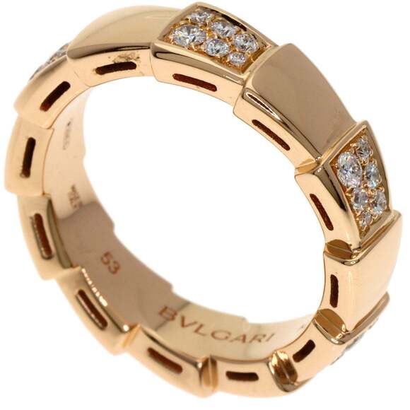 BVLGARI Serpenti Viper Diamond #53 Ring in 18K Pink Gold for Women